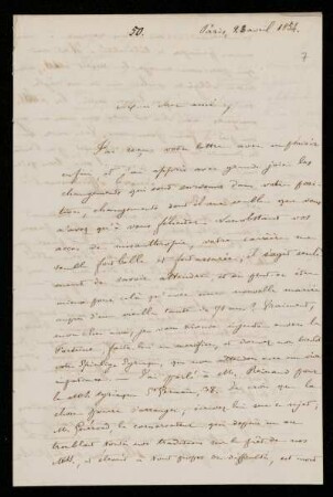 Nr. 7: Brief von Ernest Renan an Paul de Lagarde, Paris, 28.4.1854