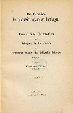 Die Teilnahme bei fahrlässig begangenen Handlungen