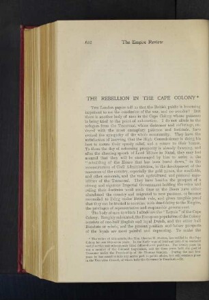 The Rebellion in the Cape Colony.