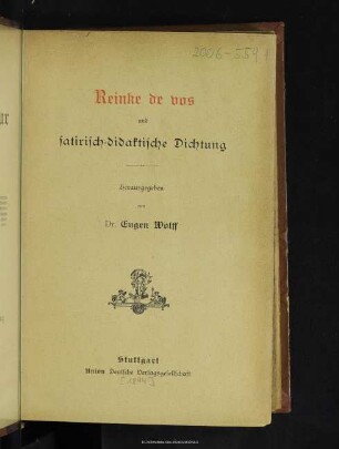 Reinke de vos und satirisch-didaktische Dichtung
