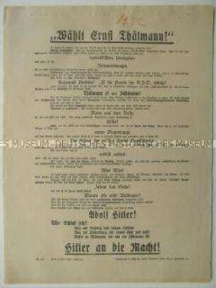 Wahlaufruf der NSDAP zur Reichspräsidentenwahl 1932 mit Blickrichtung auf die Arbeiterschaft