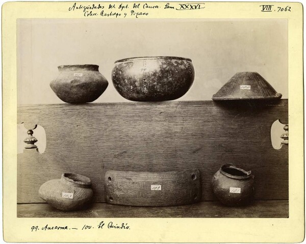 Vases et bols en terre cuite de la collection Restrepo y Pizano, Antigüedades del Dpt. de Cauca Lam. XXXVI