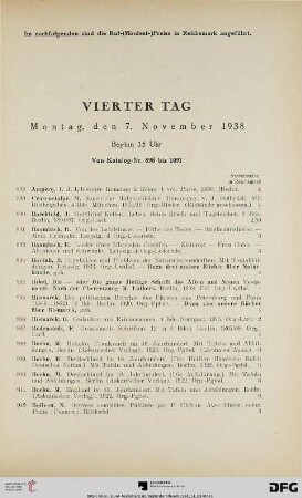 Vierter Tag Montag, den 7. November 1938, Beginn 15 Uhr (Nr. 898-1091)