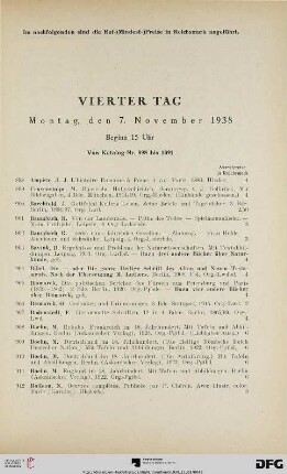 Vierter Tag Montag, den 7. November 1938, Beginn 15 Uhr (Nr. 898-1091)