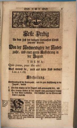 Concionator Catechetico-Moralis In Duas Partes Divisus: Das ist, Auserlesene in zwey Theil verfasste Lehr- und Sitten-Predigen : Deren der I. Theil Sonntag-Predigen auf zwey Jahr-Gäng ... Der II. Theil Feyertag-Predigen auf zwey Jahr, ... enthaltet, 2. Die Feyertag-Predigen