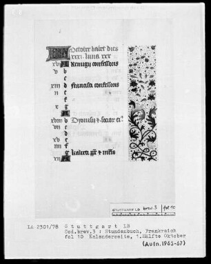 Stundenbuch — Initialligatur KL, kleine Initialen und Teilbordüre, Folio 10recto