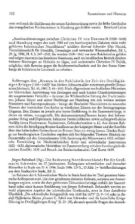 Die Bedeutung Norddeutschlands für die Großmacht Schweden im 17. Jahrhundert, Kolloquium schwedischer und deutscher Historiker in Stade am 25.6.1984, Jürgen Bohmbach (Hrsg.), (Veröffentlichungen aus dem Stadtarchiv Stade, 3) : Stade, 1986