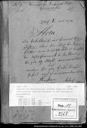 Tabellarische Übersichten der laufenden Kosten der Wiederherstellung der durch die Sturmflut von 1825 beschädigten Wasserbauwerke