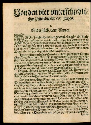 Von den vier unterschiedlichen Zeiten dieses 1591. Jahrs.