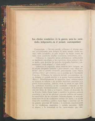 Los efectos económicos de la guerra, para las sociedades beligerantes, en el período contemporáneo