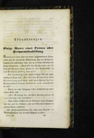 Einige Worte eines Dritten über Präparandenbildung