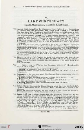 V. Landwirtschaft (Nr. 140-184)