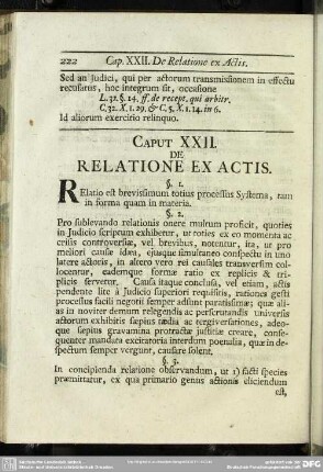 Caput XXII. De Relatione Ex Actis