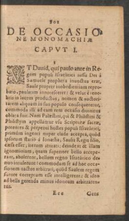 De Occasione Monomachiae Caput I.