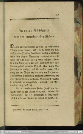 Zweyter Abschnitt. Von den intermittirenden Fiebern