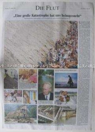 Beilage der Tageszeitung "Die Welt" zur Hochwasserkatastrophe in Sachsen