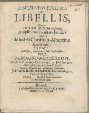 Dissertatio Juridica De Libellis