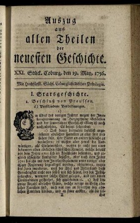 XXI. Stück. Coburg, den 19. May, 1756.