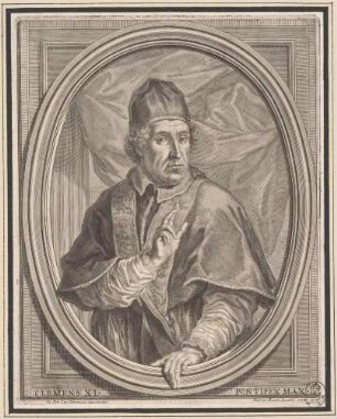 Bildnis von Papst Clemens XI, aus: Sei omelie di Nostro Signore papa Clemente undecimo esposte in versi da Alessandro Guidi, Rom 1712