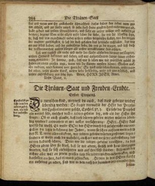 Die Thränen-Saat und Freuden-Erndte.