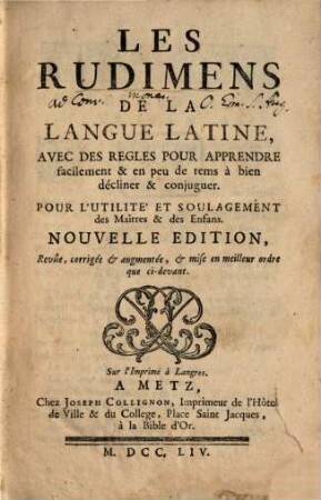 Les Rudimens de la langue latine
