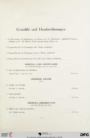 Gemälde und Handzeichnungen (Nr. 1-225)