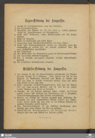 Geschäfts-Ordnung des Kongresses