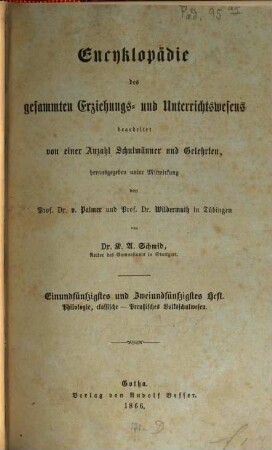 Encyklopädie des gesammten Erziehungs- und Unterrichtswesens. 6, Philologie, classische, - Reformation