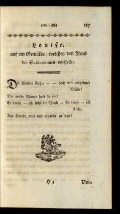 Louise, auf ein Gemälde, welches den Raub der Sabinerinnen vorstellte