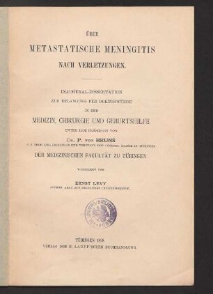 Über metastatische Meningitis nach Verletzungen