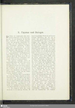 X. Fayence und Steingut