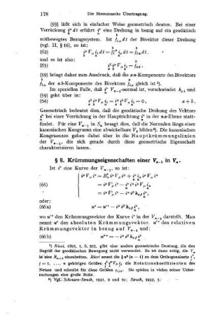 § 8. Krümmungseigenschaften einer Vn-1 in Vn.