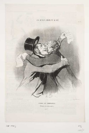 Fusion des compagnies, Blatt 78 der Folge "Les Beaux jours de la vie“, in: "Le Charivari", Paris 1845