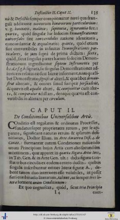 Caput II. De Conditionibus Universalibus Artis.