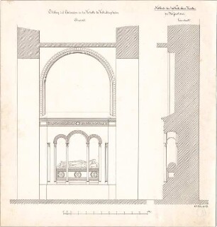 Voit, August von; Weißenhorn; Pfarrkirche - Vorhalle - Verbindungsbau (Detail, Querschnitt)
