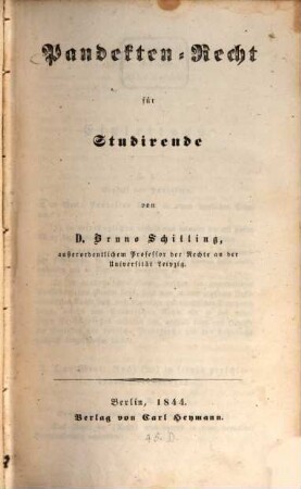 Pandekten-Recht für Studirende
