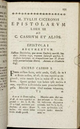 Liber XII Ad C. Cassivm Et Alios.
