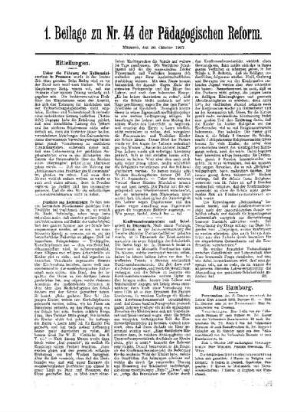 Mitteilungen : 1. Beilage zu Nr. 44 der Pädagogischen Reform