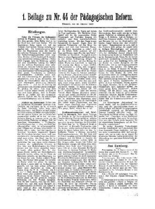 Mitteilungen : 1. Beilage zu Nr. 44 der Pädagogischen Reform