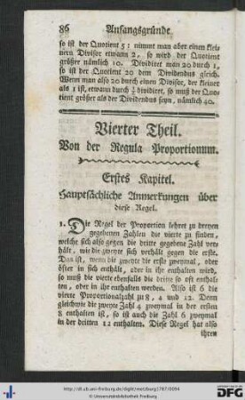 Vierter Theil. Von der Regula Proportionum.