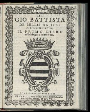 Giovanni Battista De Bellis: Il primo libro de madrigali a cinque voci. Basso