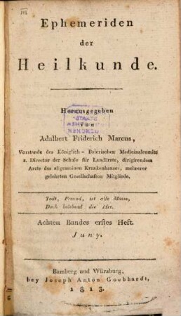 Ephemeriden der Heilkunde. 8. 1813
