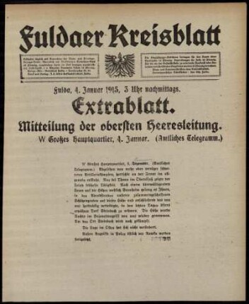 Zweite Ausgabe vom Montag, den 04. Januar 1915.