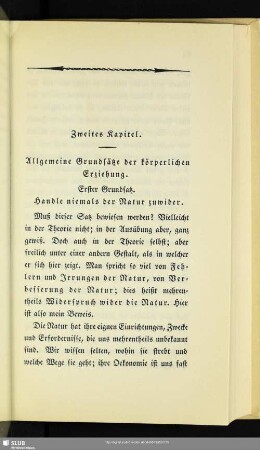 Zweiter Kapitel. Allgemeine Grundsätze der körperlichen Erziehung