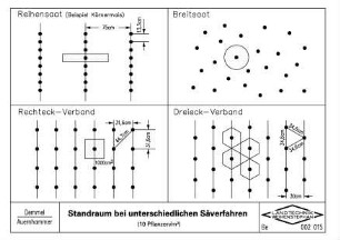 Standraum bei unterschiedlichen Säverfahren (10 Pflanzen/m²)