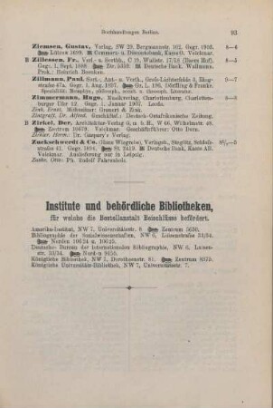 Institute und behördliche Bibliotheken