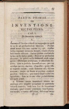 Partis Primae De Inventione Sectio Prima.