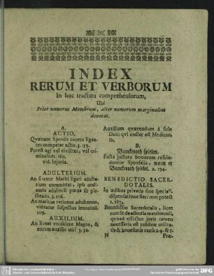 Index Rerum Et Verborum In hoc tractatu comprehensorum