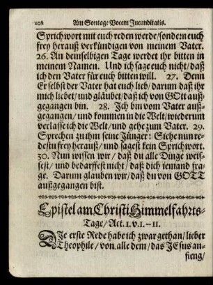Epistel am Christi Himmelfahrts-Tage/ ...