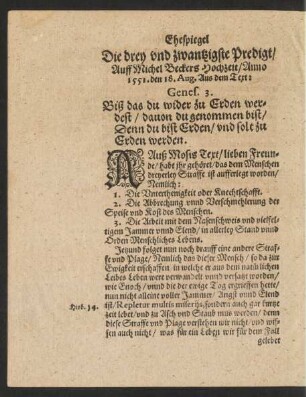 Die drey und zwantzigste Predigt/ ...